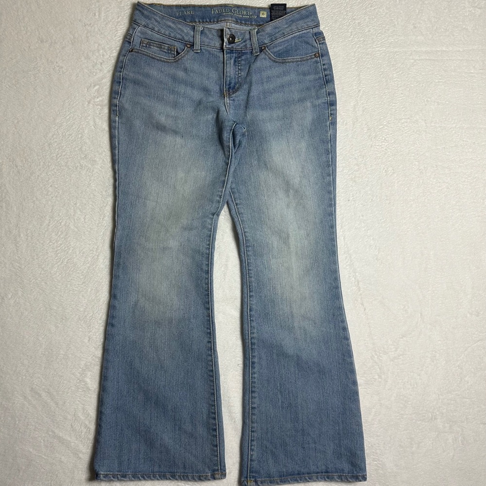 Faded Glory Womens 6P Petite Flare Jeans Low Rise Blue Denim Y2K 2000s 6 Petite